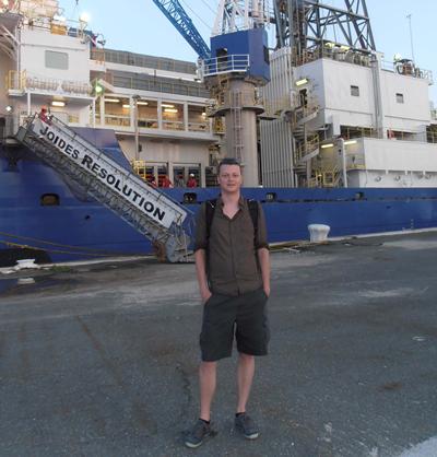Dr Diederik Liebrand with scientific drill-ship JOIDES Resolution